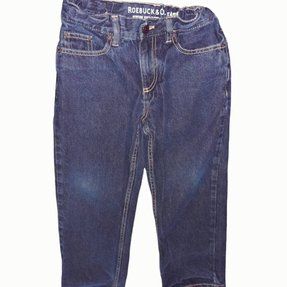 Roebuck & Co Boys Straight Leg Jeans Sz 8 Husky Comfy Elastic Back Stretch Waist - Picture 2 of 6